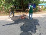 งานป้องกันและบรรเทาสาธารณภัย สำนักปลัด ร่วมกับกองช่างออกดำเน