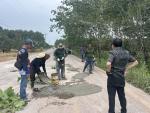 ลงพื้นที่ ดูการซ่อมแซมปะถนน บริเวณถนนชุมนุมสูง-โพธิ์ไทร